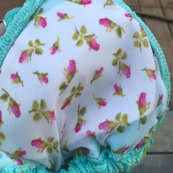Betsey Johnson bikini aqua blue green crochet vTG - Picture 5 of 5